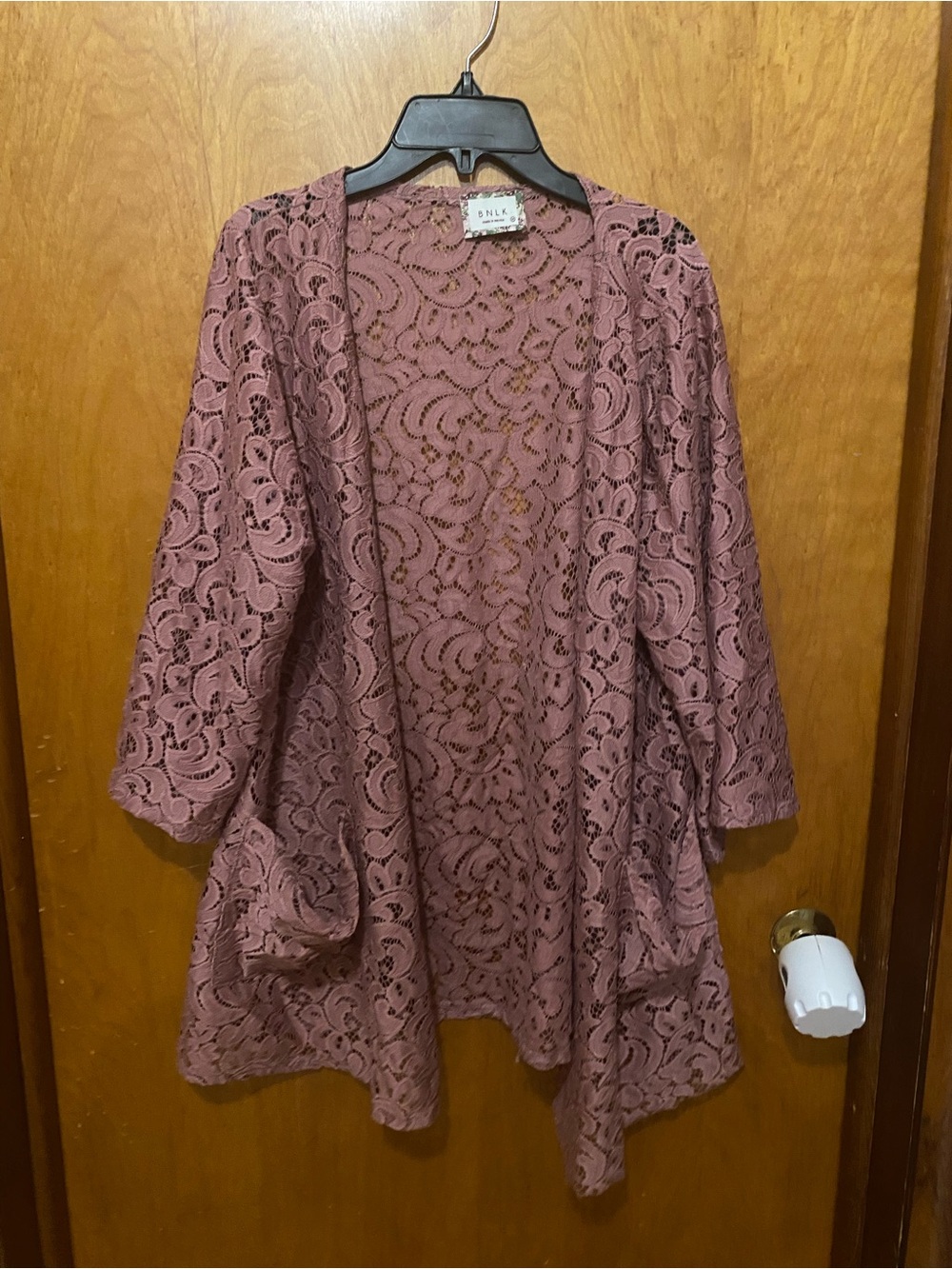 Mauve/ dusty rose Lace Open-Front Tunic Cardigan